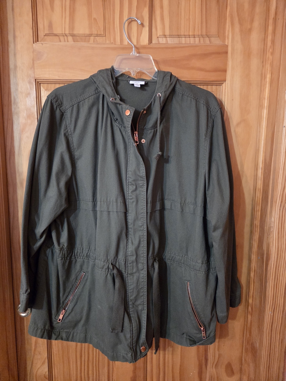 St. John's Bay Olive Green Hooded Utility Jacket - Picture 2 of 4